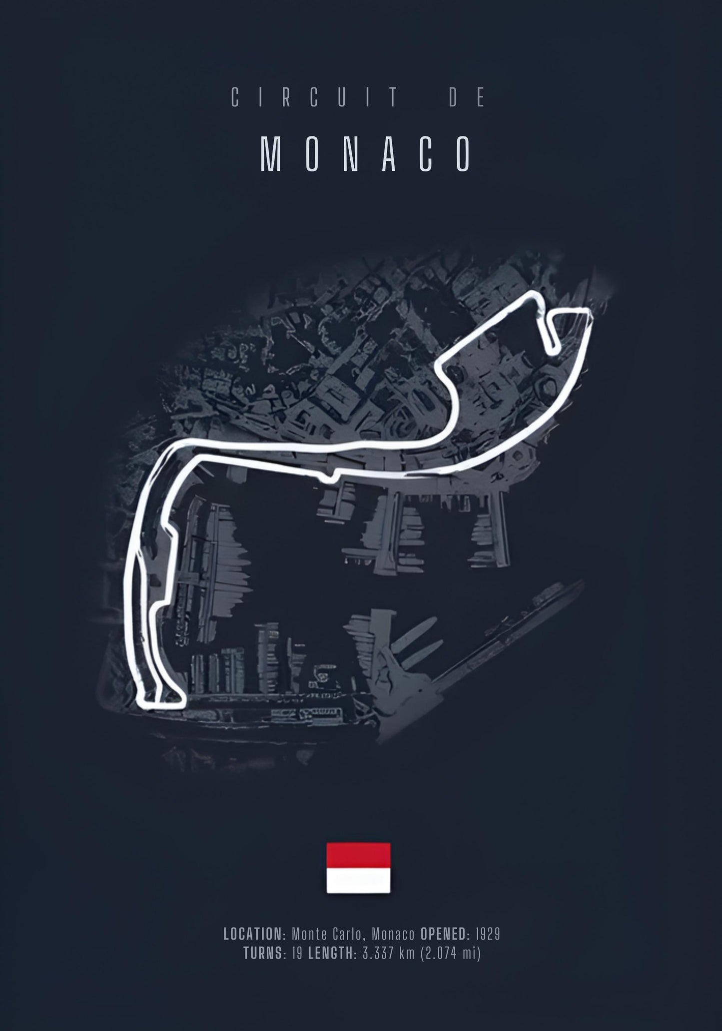 Streckenlayout der Formel-1-Strecke von Monaco | Rennsport-Kunst