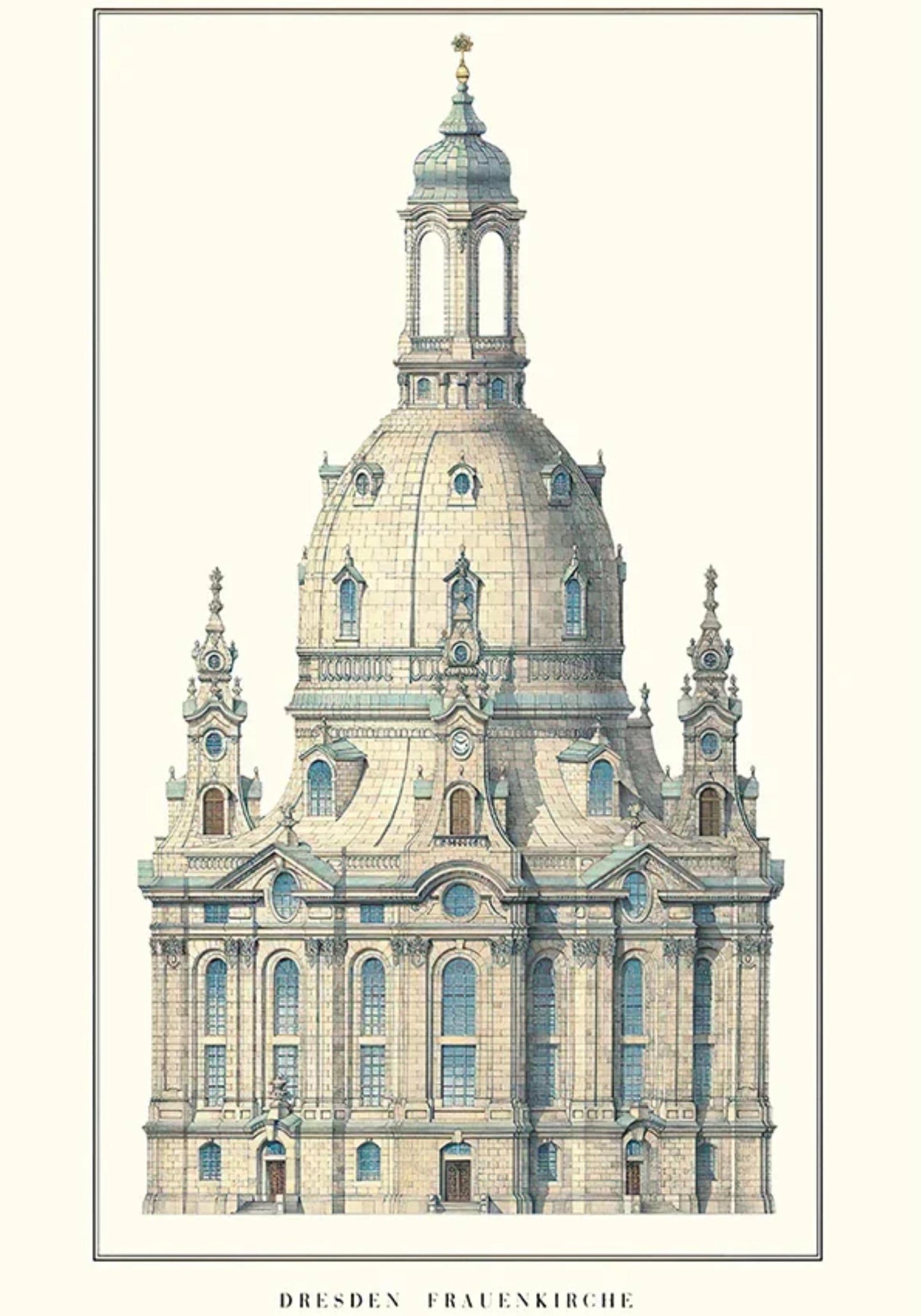 Frauenkirche | Dresden | Deutschland | Restaurierung einer barocken Kirche | Wiederaufleben der deutschen Architektur | Historische Architekturplakate
