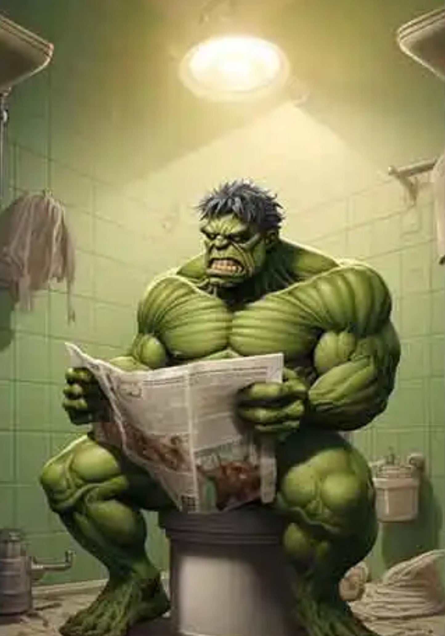 Marvel-Superhelden-Poster | Lustige Toilette, die Zeitung liest | Cartoon-Badezimmer-Wandkunst | Spiderman-Comic-Leinwanddekor