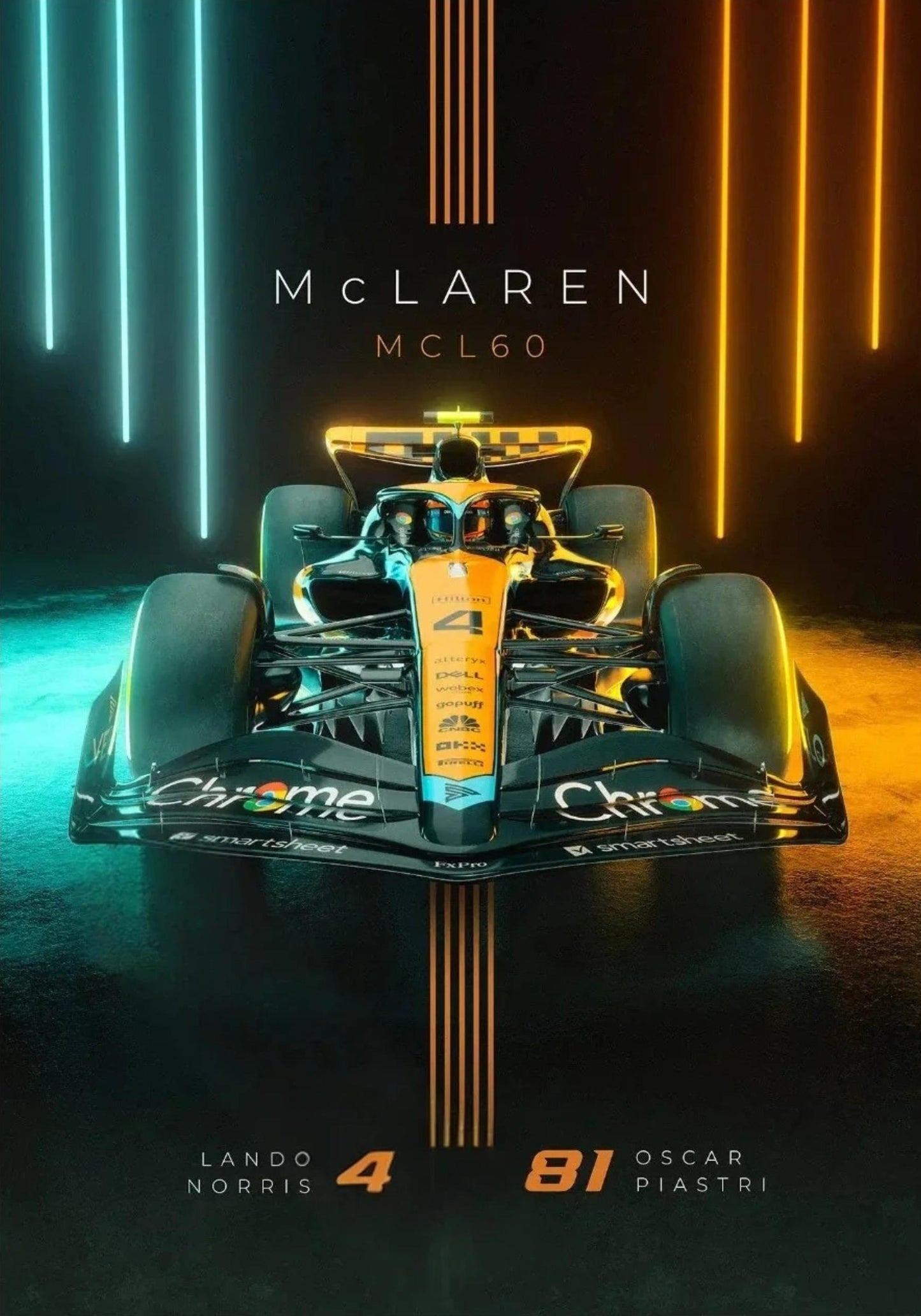McLaren | Lando Norris | Oscar Piastri | Atemberaubendes Poster des Rennteams der F1-Saison 2023