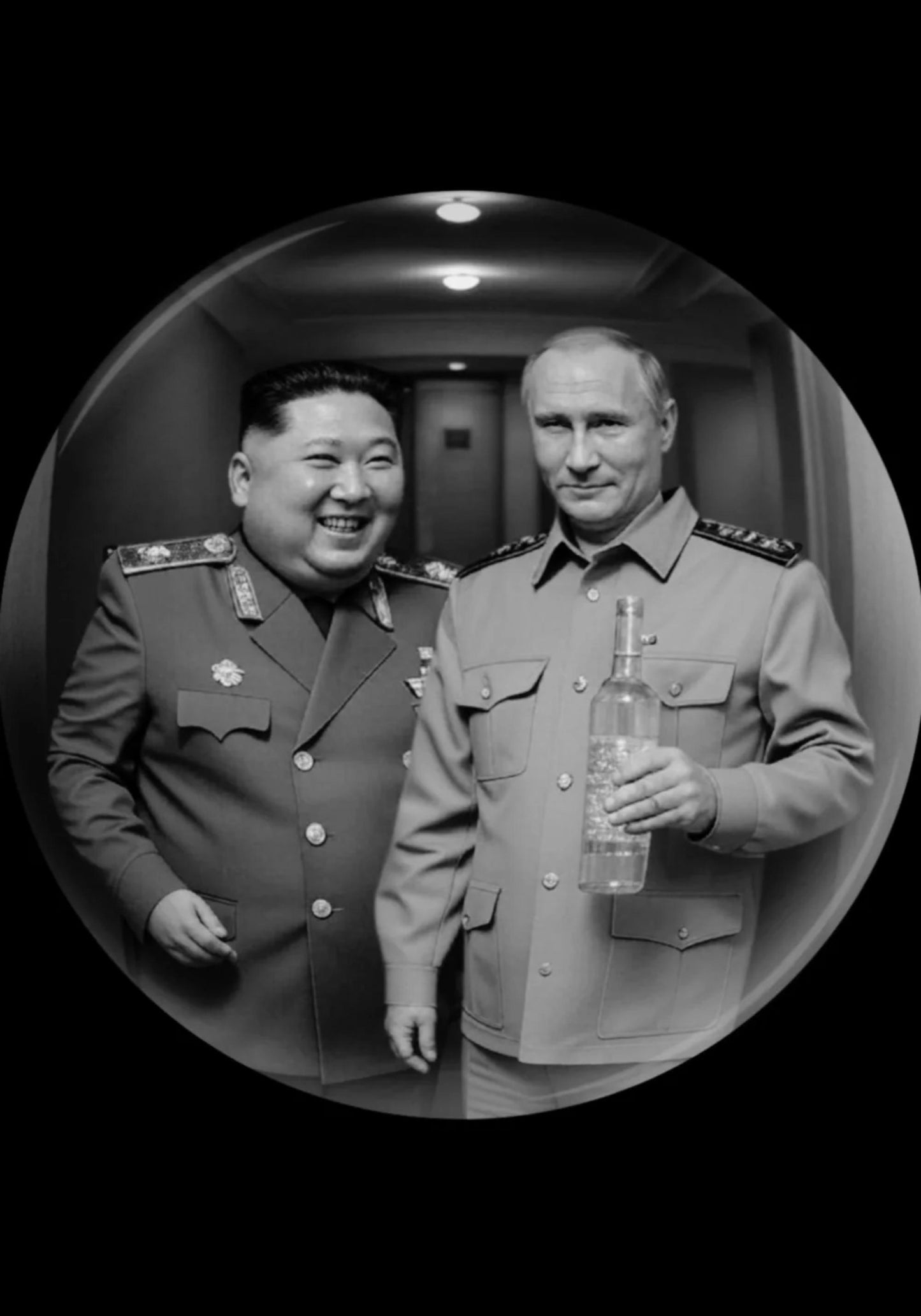 Nordkoreanischer Führer & Russischer Präsident | Vintage Schwarz-Weiß