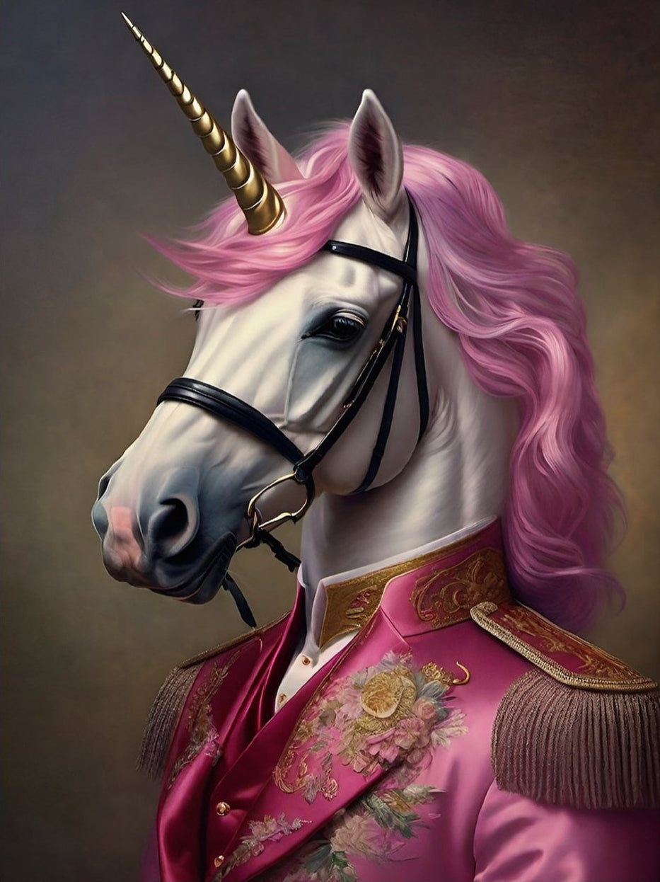 Königliches Punk-Einhorn | Verspielte Tierkunst