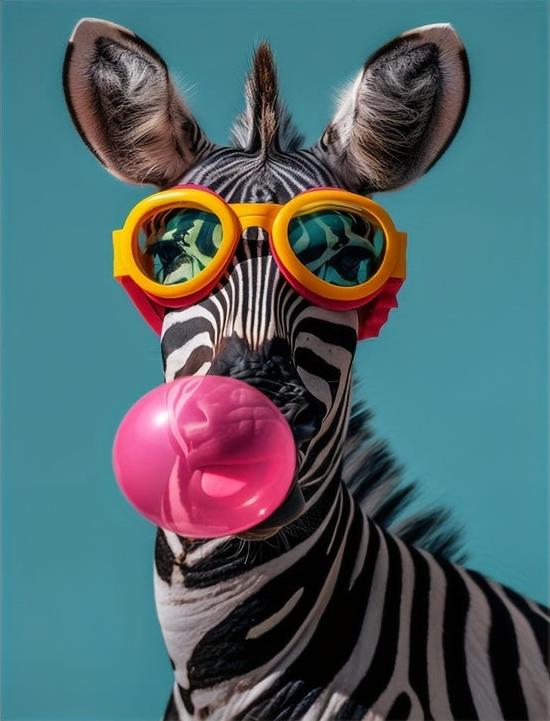 Punk Art Poster | Bubble Gum Zebra Design | Decorative Wall Art | Home & Garden Decor