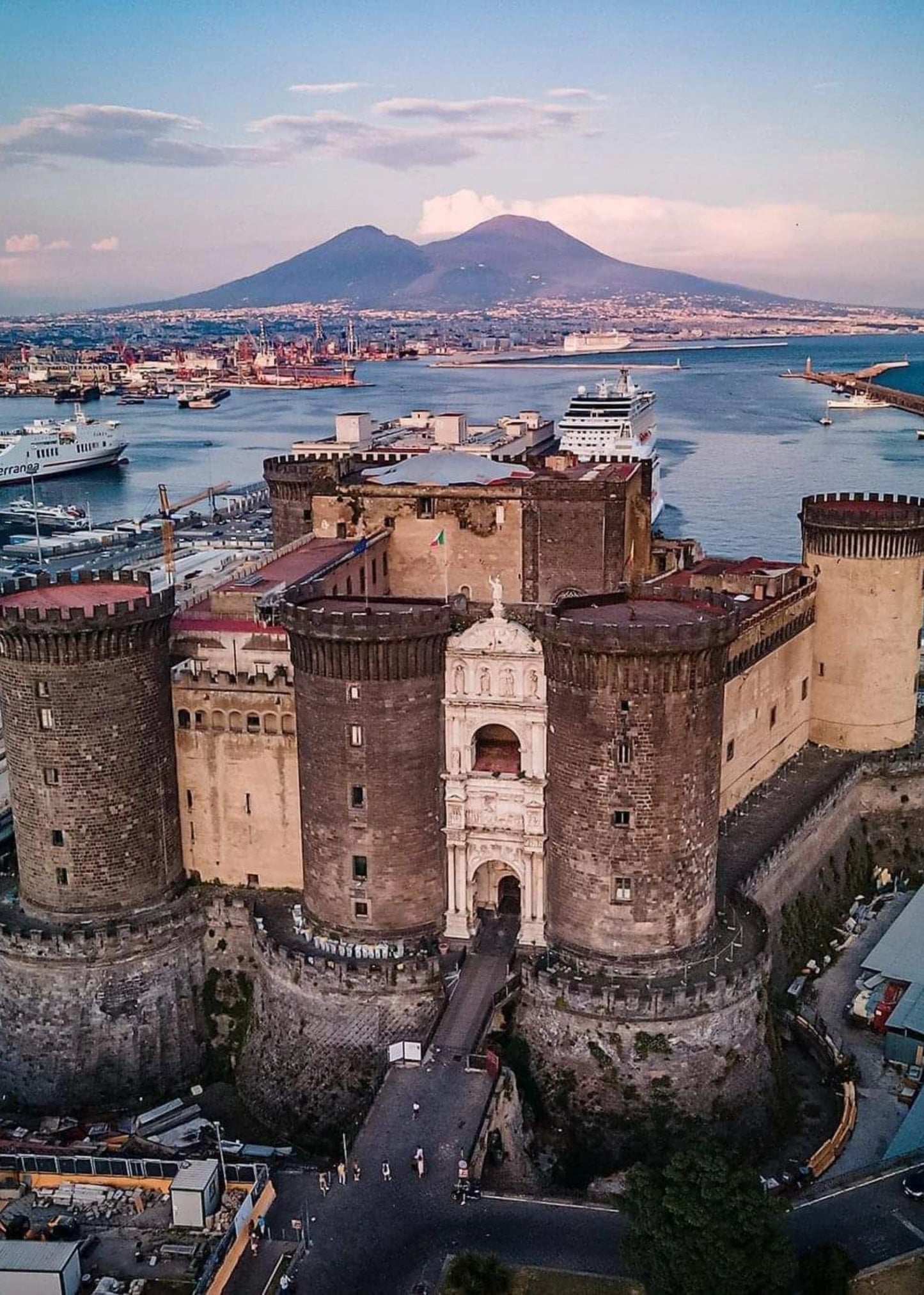 Majestic European Castles Poster | Italy's Naples | Historic Castel dell'Ovo | 6th Century BCE Artwork