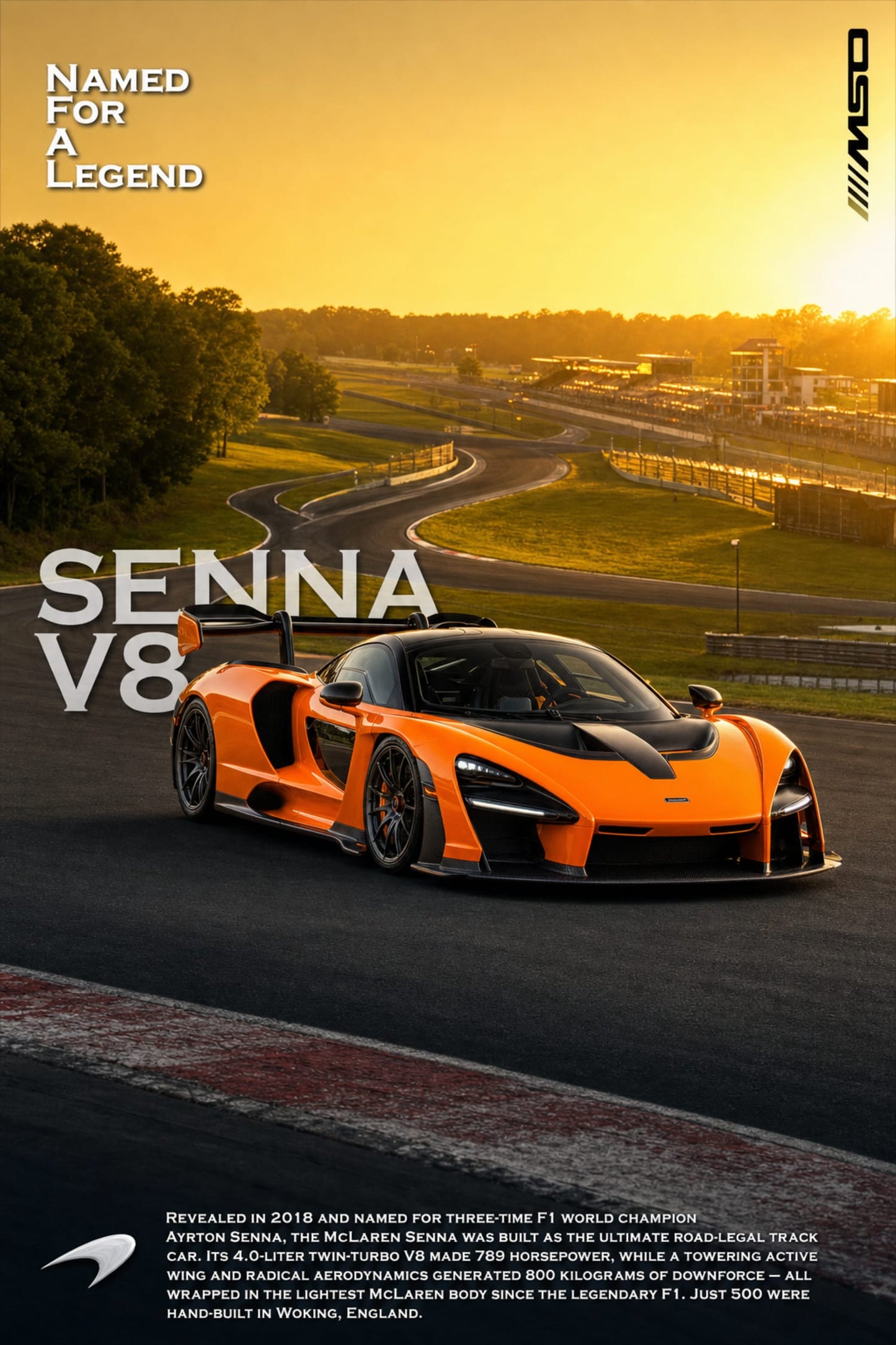 McLaren Senna V8 Legendary Supercar Poster | Iconic Design | High Performance Art Print | Collector's Edition Racing Poster