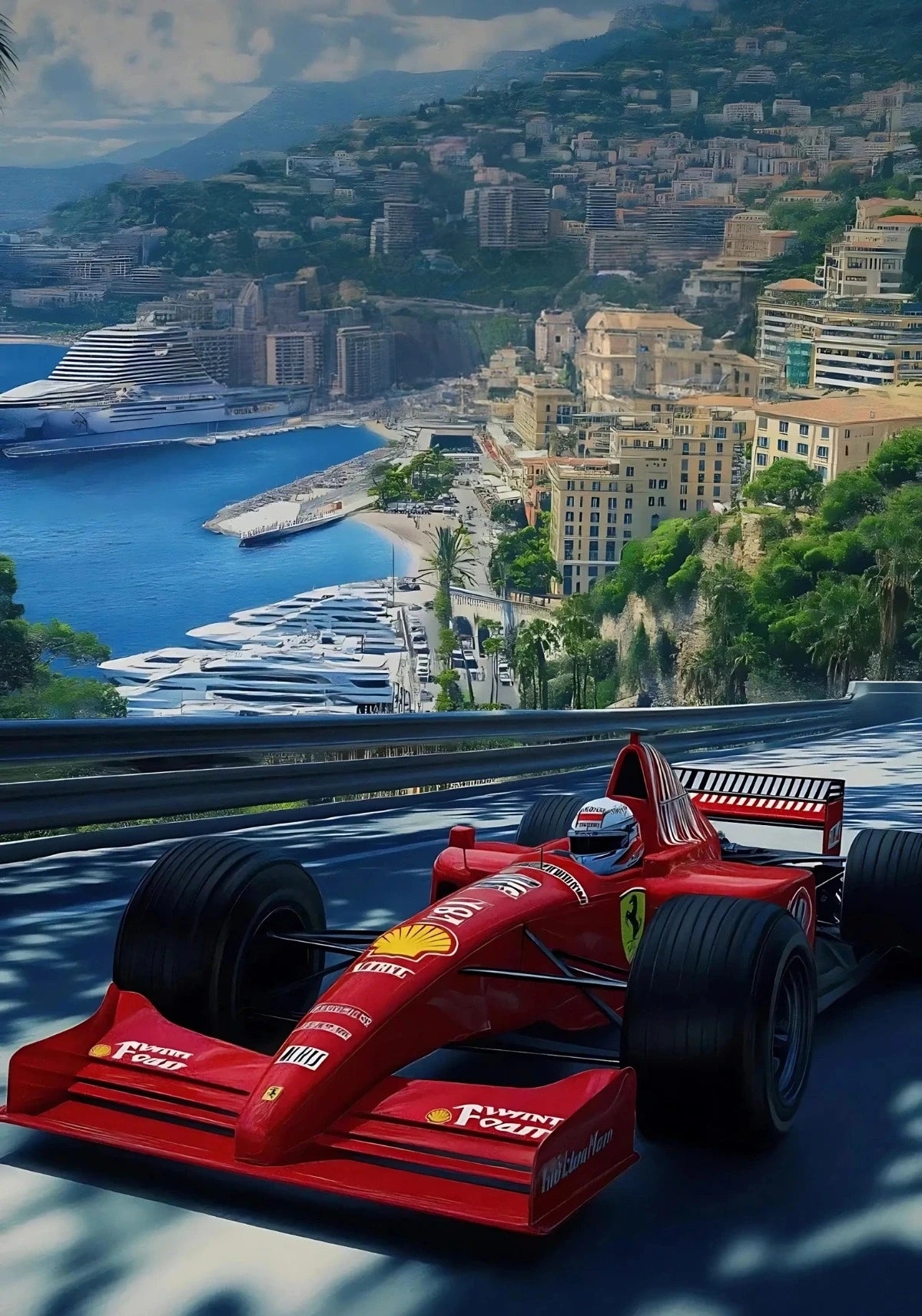 Monaco Formula 1 | Vintage Grand Prix | F1 Racing Poster | Ferrari F310B | Michael Schumacher | Monte Carlo Marina