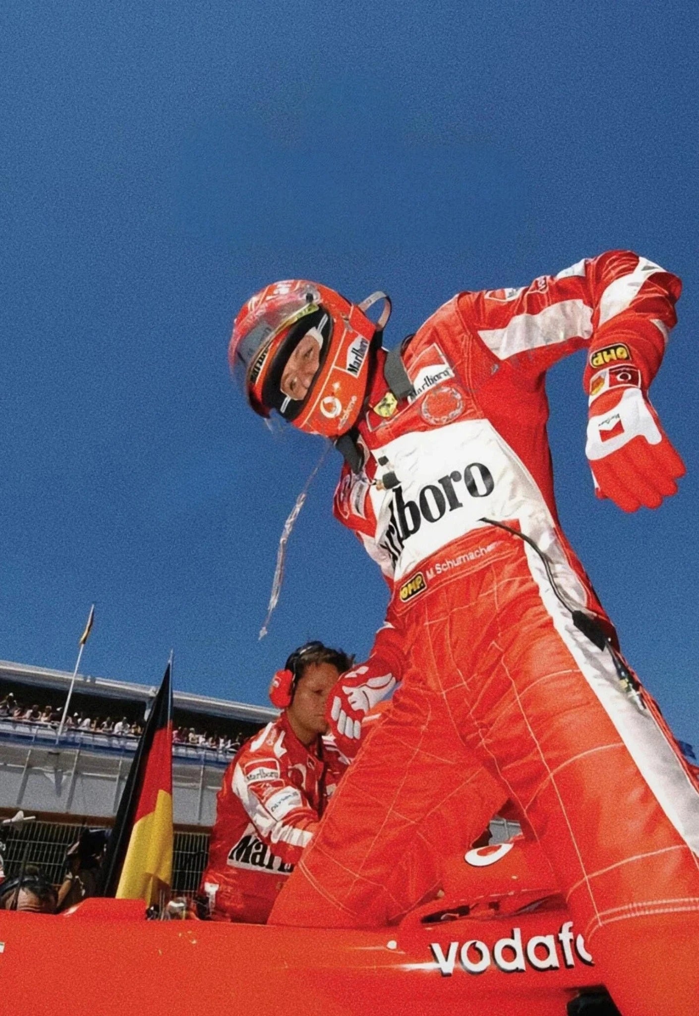 Monaco Formula 1 Poster | Vintage Grand Prix Racing Art | Ferrari F2000 | Vodafone | Michael Schumacher Grid Scene