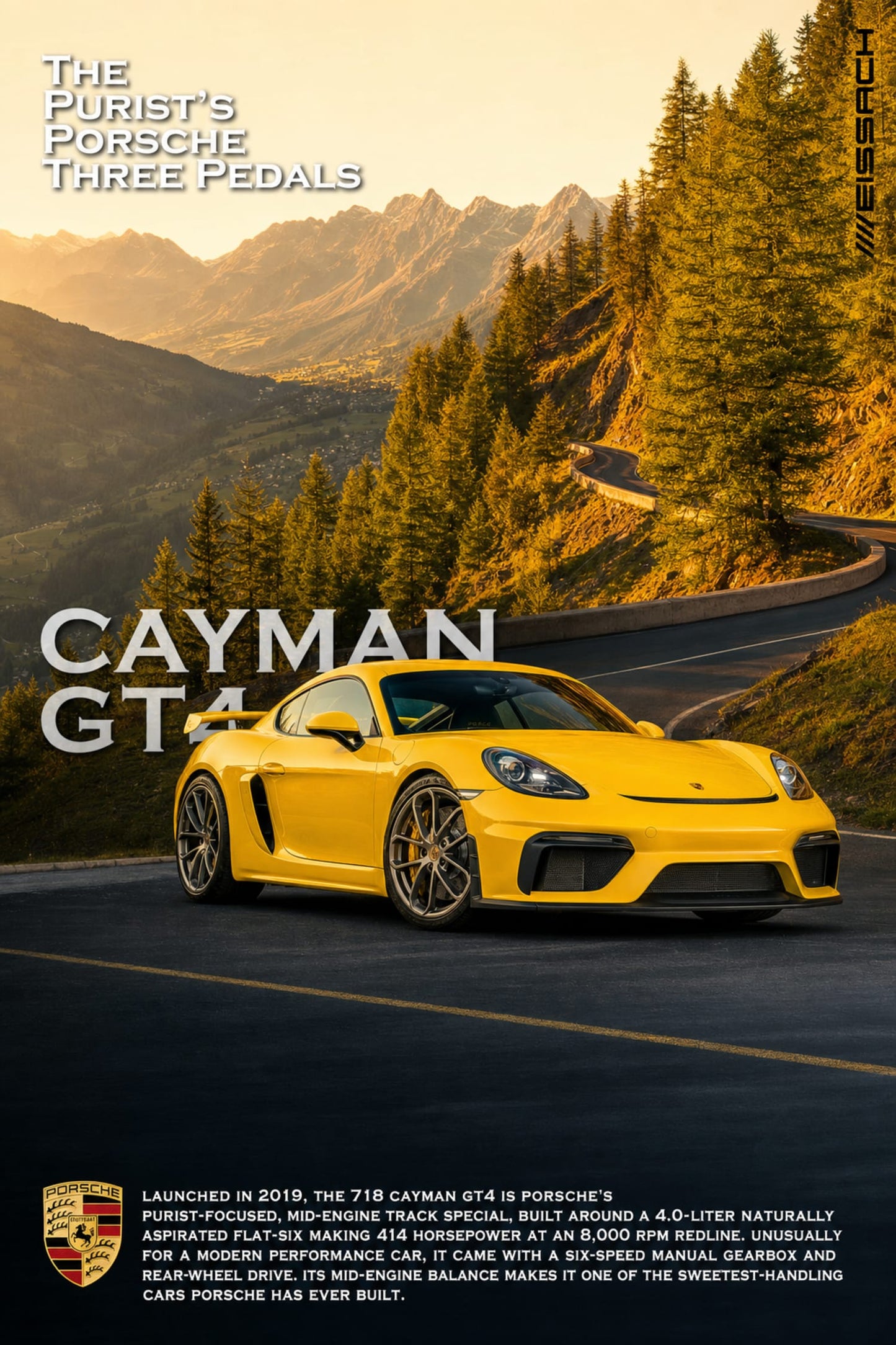 Porsche Cayman GT4 | Ultimate Driving Machine Poster | High-Quality Print | Iconic Sports Car Artwork | Luxury Vehicle Wall Art