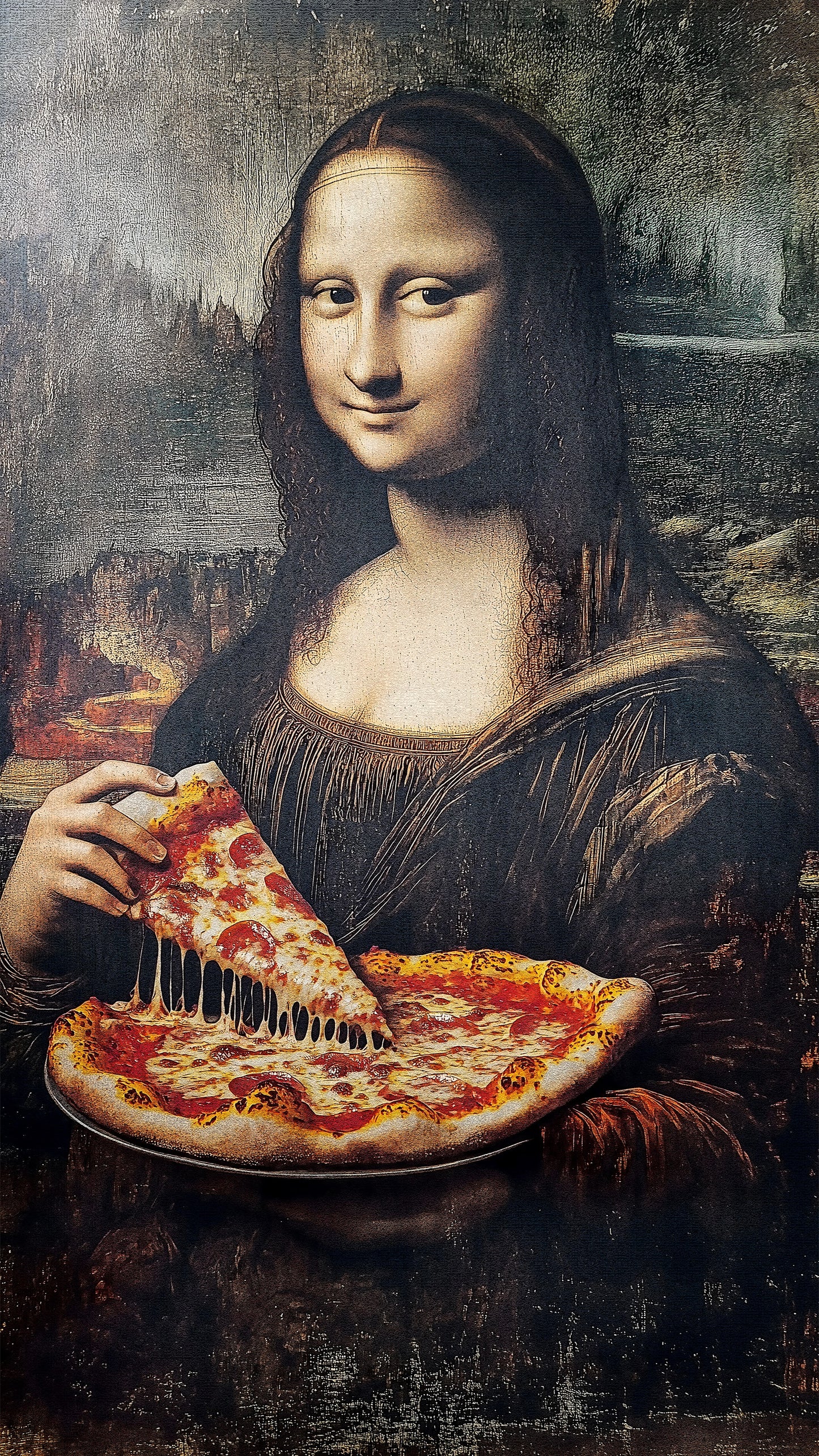 Renaissance Icon | Modern Pizza Humor | Rustic Decor