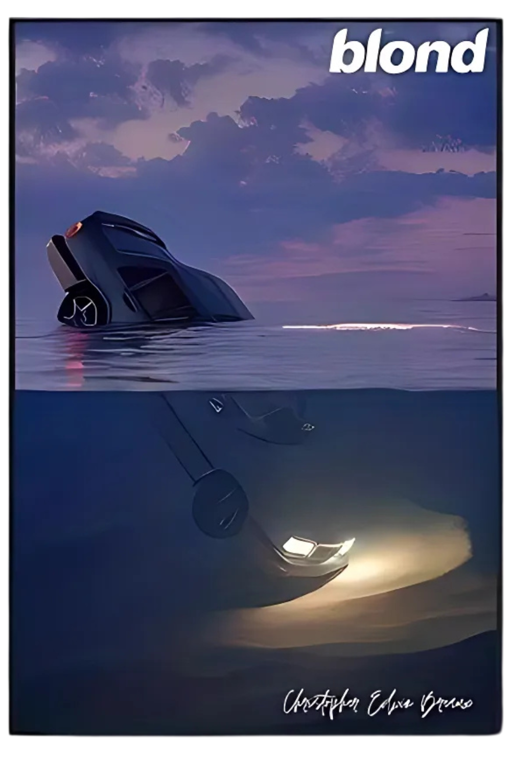 BLOND | Kunstposter | Ertrinkender Volvo | Wanddekoration für Zuhause | Modernes Kunstwerk | Druck in limitierter Auflage