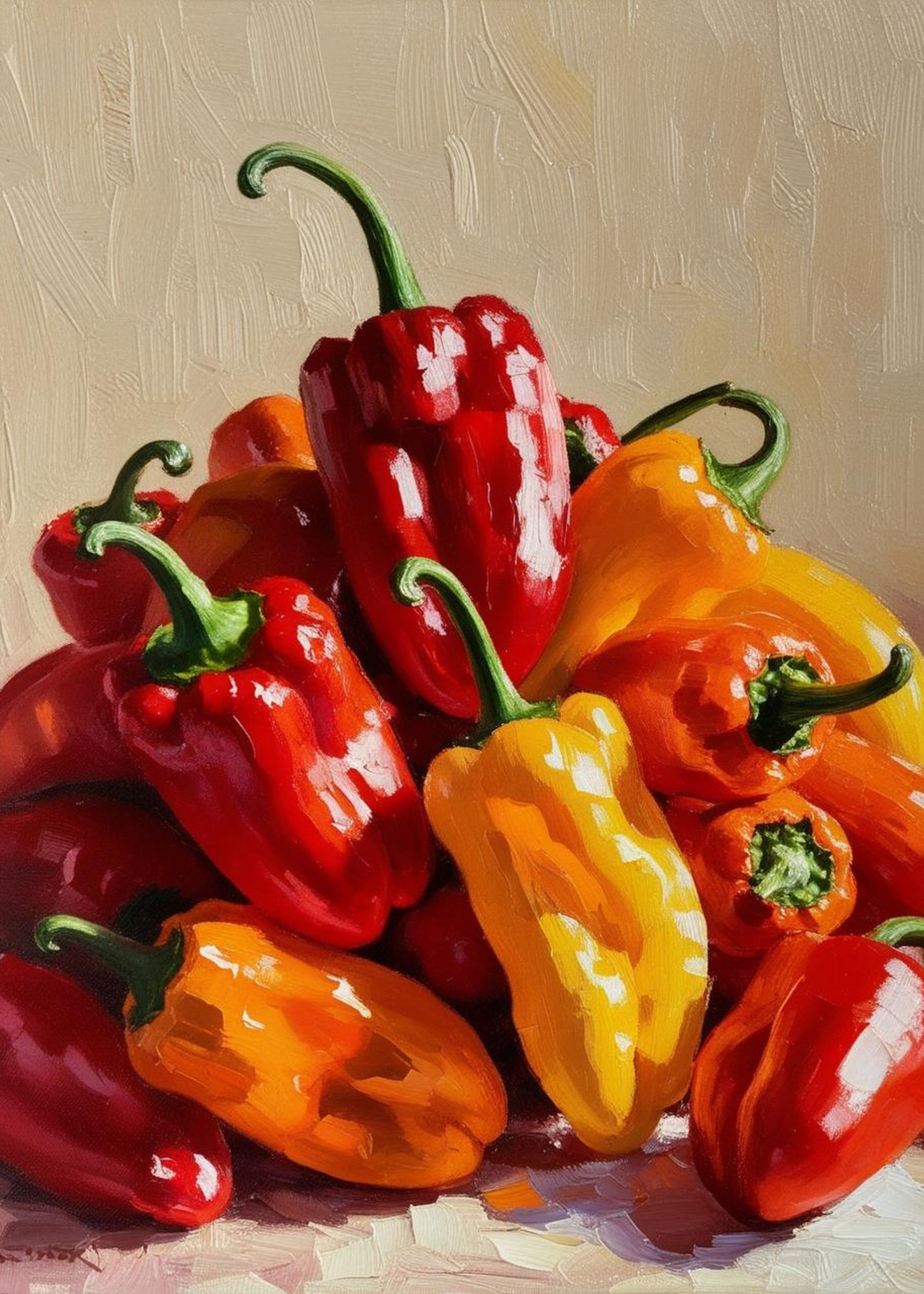 Hot Peppers Poster | Madame Jeanette Visual Artwork | Vibrant Vegetables Decor | Home Wall Art