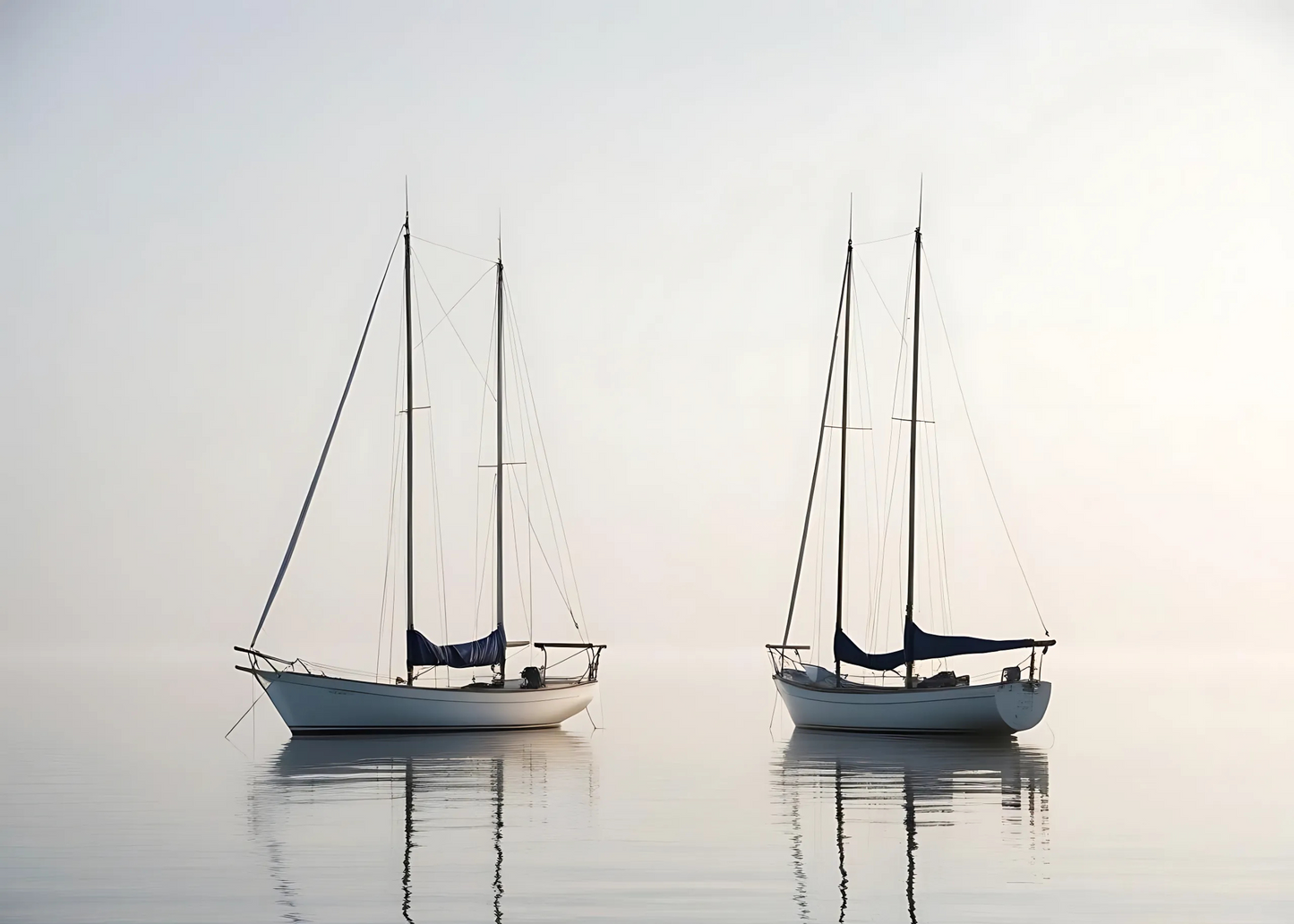 Sunrise Sailing Scene | Two Sailing Boats | Nautical Art Print | Coastal Wall Decor Poster