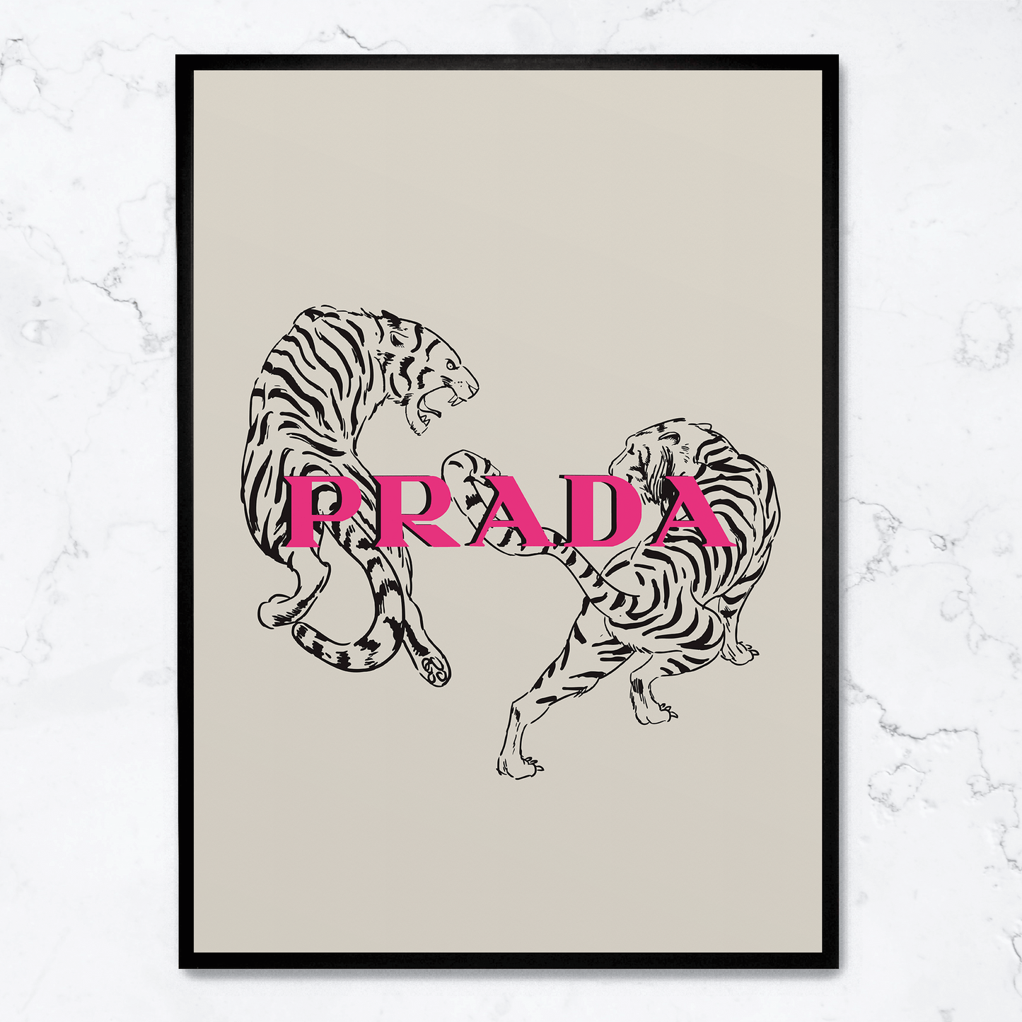 Prada Aesthetic Tiger Poster | Fashion Art Print | Modern Home Decor | Luxury Wall Art | Animal Illustration | Exclusive Design