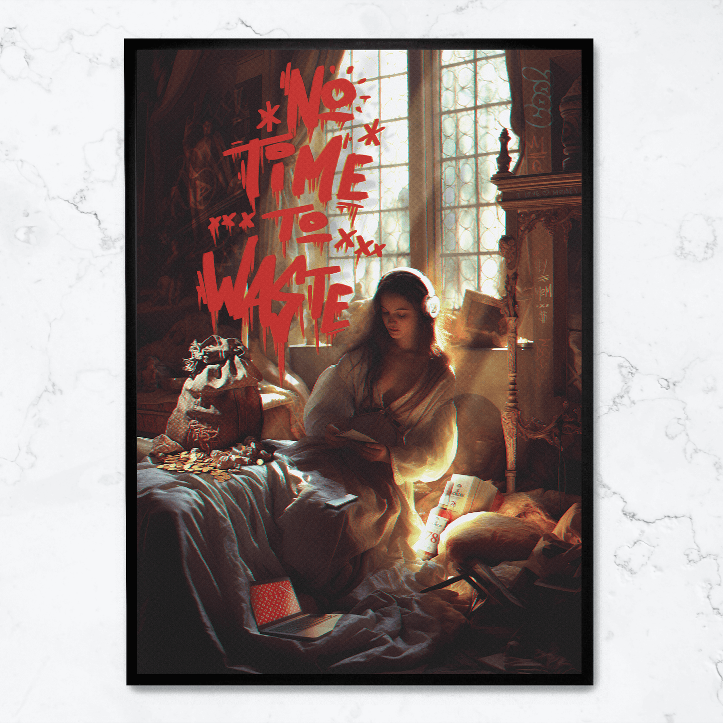 No Time To Waste | Motivational Wall Poster | Inspirational Art Print for Home & Office Decor | Eco-friendly Design