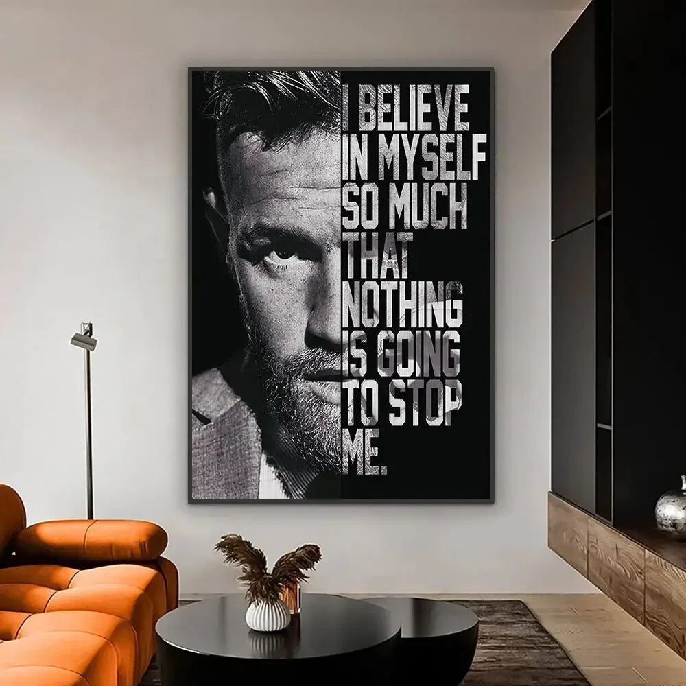 Conor McGregor Inspiration | Boxing Champion Poster | Motivational Wall Art | Gym Decor | UFC Quote "I Believe In Myself"