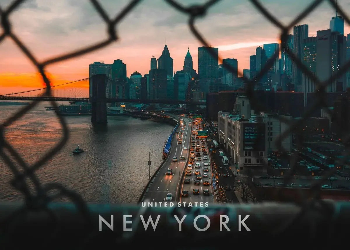 Manhattan Bridge Poster | Iconic New York City Landmark | American Landscape Art Print | Urban Decor for Home and Office