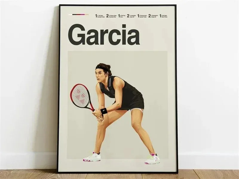 Legends Of Tennis Poster | Caroline Garcia | Modern Aesthetic Tennis Art | Wall Decor | Home & Garden Decor