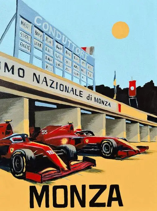 Monza-Poster | Spüren Sie die Leidenschaft und Geschwindigkeit des Formel-1-Rennens | Wohndekor | Wandkunst | Motorsport-Enthusiasten | Leuchtende Farben | Rennstrecken-Design