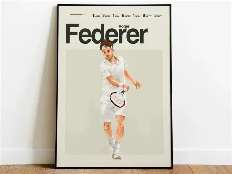 Roger Federer Tennis Art | Aesthetic Modern Sport Poster | Legends of Tennis Decor