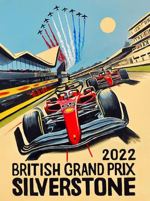 Poster zum Großen Preis von Großbritannien in Silverstone 2022 | Formel-1-Rennerlebnis | Motorsport-Kunstdruck | Wanddekoration für Rennsportbegeisterte