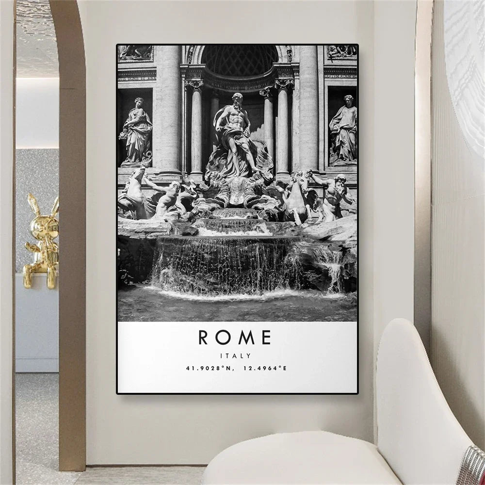 Trevi Fountain Poster | Scenic Rome Landmark | Italy Wall Art Decor | Captivating Charm of Rome