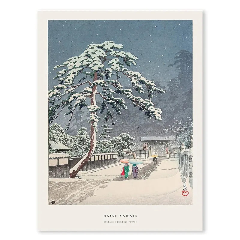 Hasui Kawase Poster | Ikegami Honmonji Temple | Ukiyo-e Japanese Art | Decorative Wall Art | Traditional Landscape Scene