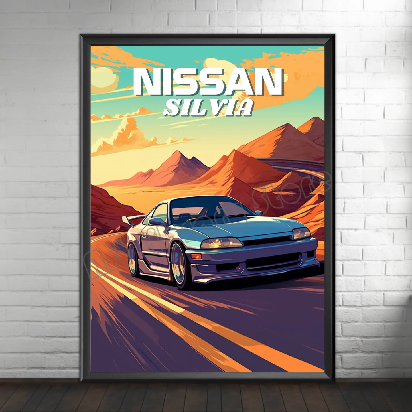 Retro Poster Canvas Painting Japanese Car 1990s Classic Car Nissan Skyline GT-R R34 Wall Art Pictures Home Interior Decor