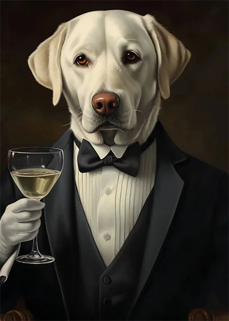 Labrador in Tuxedo Poster | Sophisticate's Toast | Classy Celebratory Canine | Elegant Home Decor | Artistic Wall Display