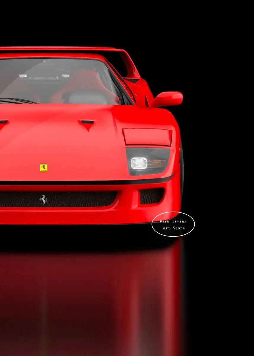 Red Black Luxury Car Ferraris-F40 Posters and Prints Canvas Painting Wall Art Pictures Modern Living Room Office Home Decor