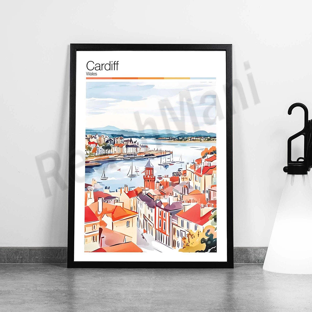 Inverness, Hereford, Dundee, Derby, Chester, Cardiff, Blackpool, Birmingham, Belfast, Basingstoke England UK travel art poster