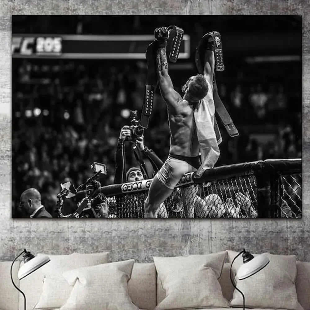 Conor McGregor Poster | Inspirational Boxing Art | Dual Belt Champion Victory | UFC Gym Decor | World Champion Eddie Alvarez Win