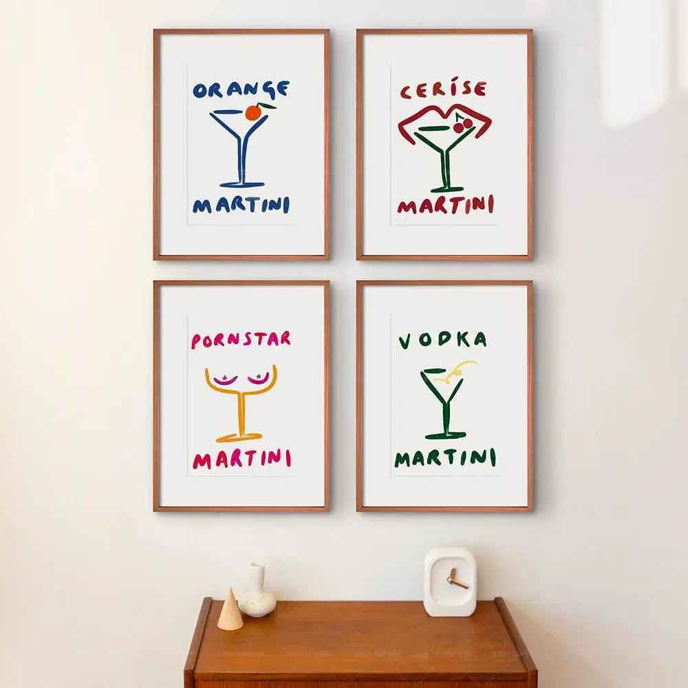 Minimalistic Cocktail Poster | Cerise Martini Artwork | Modern Wall Decor | Home & Garden Decor | Abstract Print | Contemporary Art | Bar Lounge Decor | Elegant Drink Illustration
