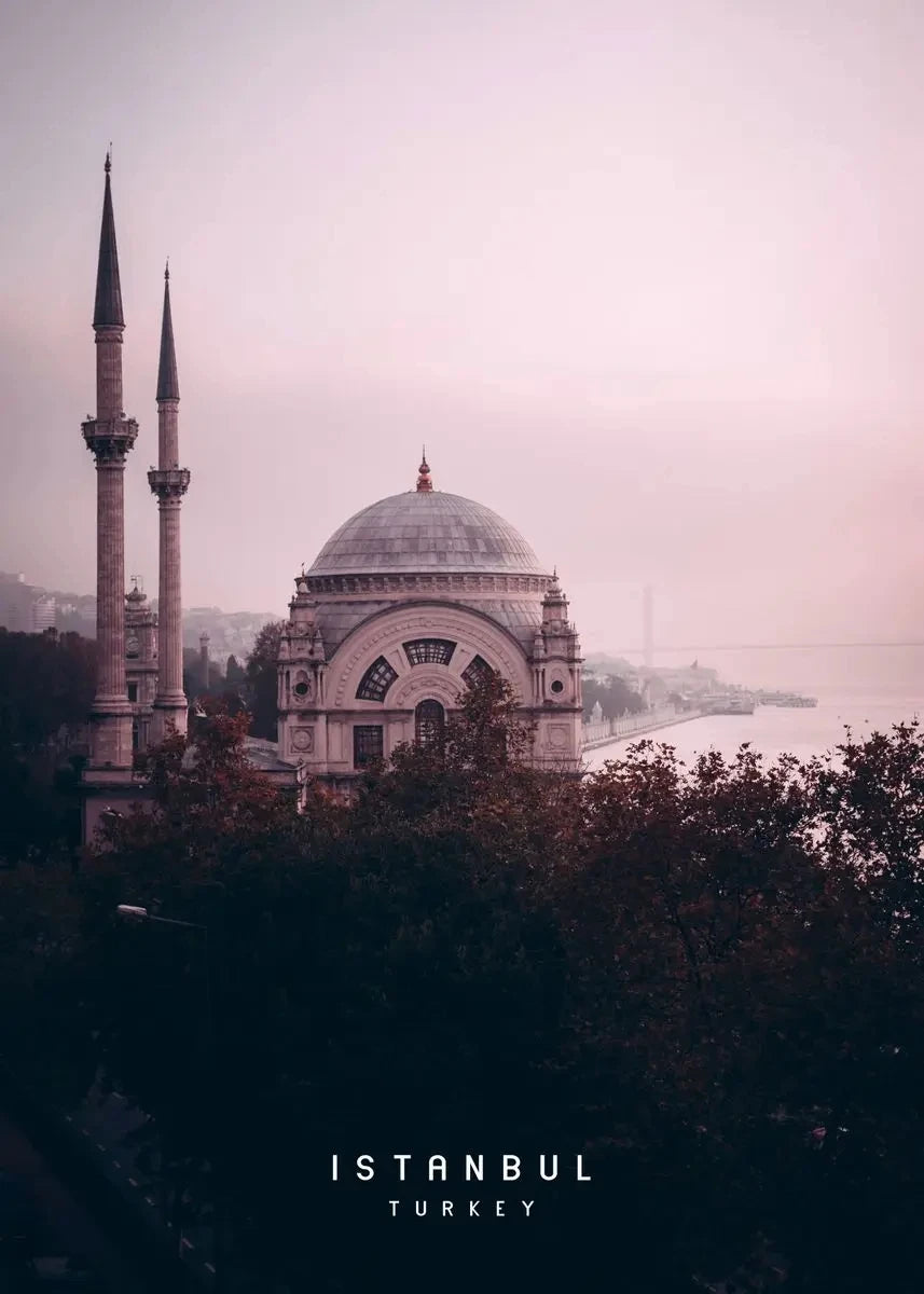 Dolmabahçe Mosque Poster | Istanbul | Scenic Bosphorus View | Tranquil Constantinople Landscape | Peaceful Morning Art Print