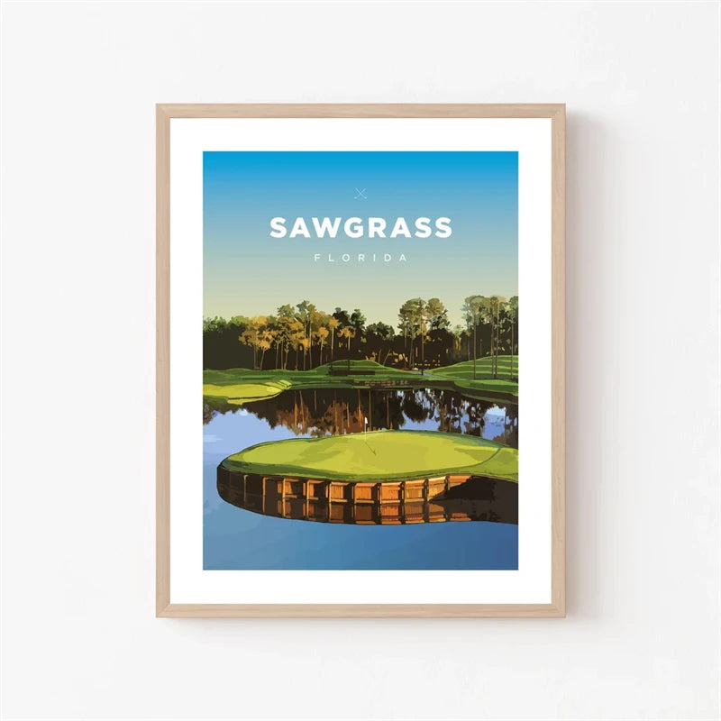 Sawgrass | Florida Golf Course Tribute | Scenic Golf Poster Decor | Wall Art for Home & Garden