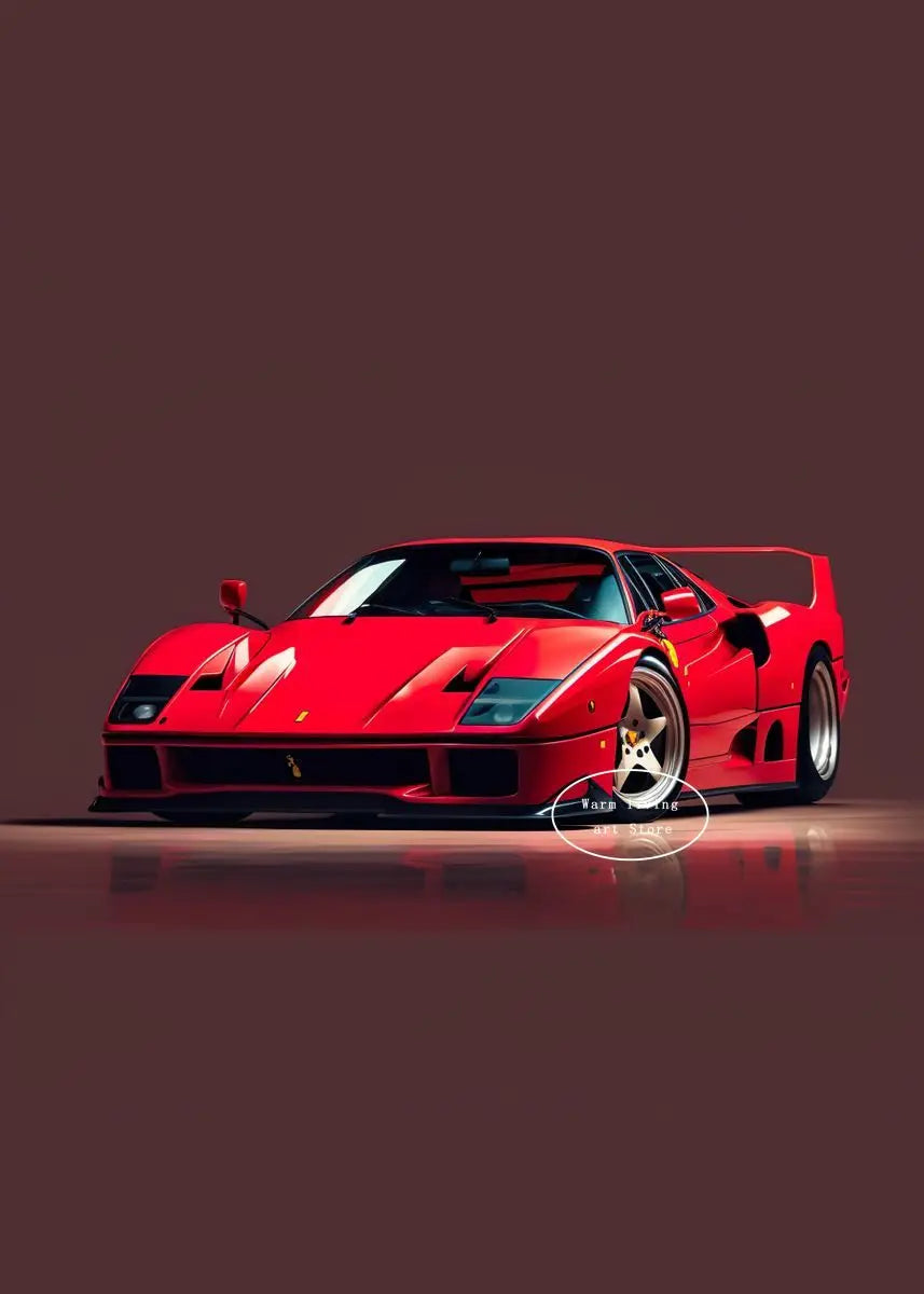 Red Black Luxury Car Ferraris-F40 Posters and Prints Canvas Painting Wall Art Pictures Modern Living Room Office Home Decor