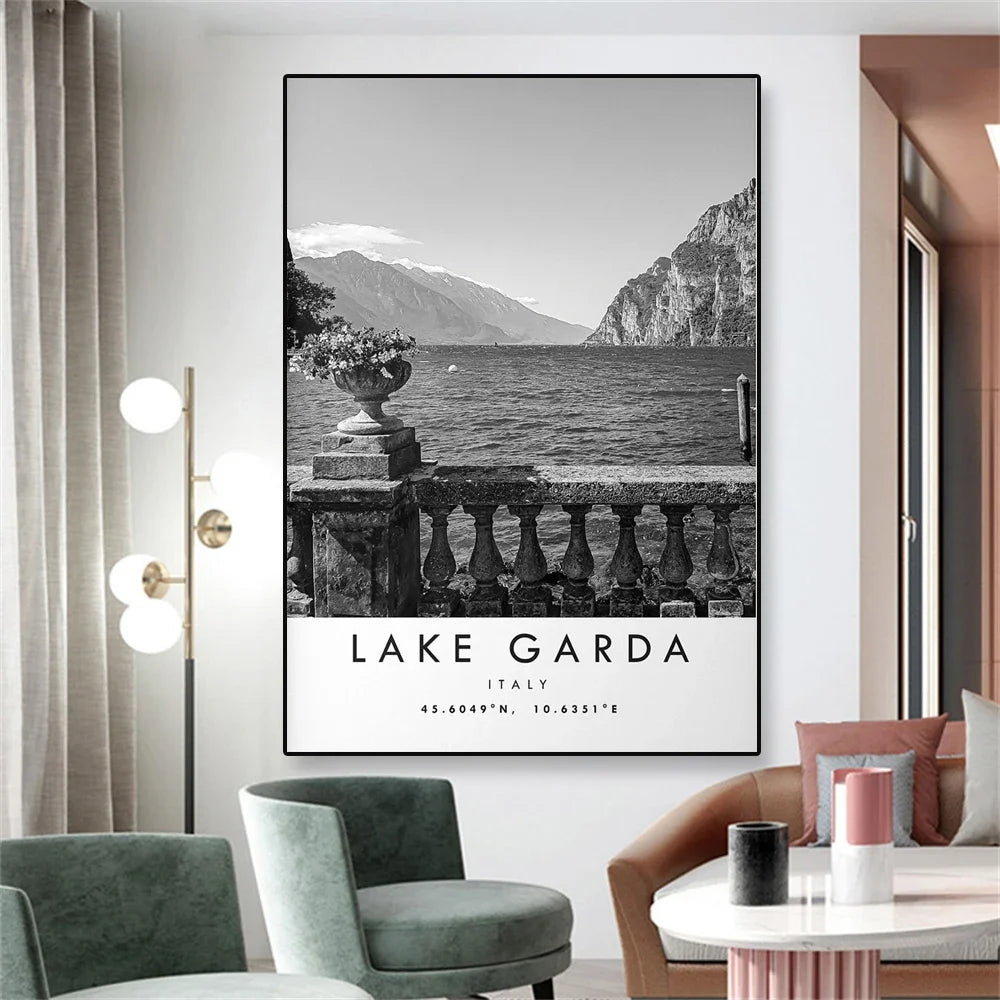 Lake Garda Poster | Scenic Italy Art | Discover Italy's Largest Lake | Wall Decor | Travel Destination Art | Home & Garden Decor