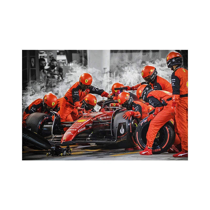 Formel Grand Prix Rennwagen Pit Stop Poster und Druck Charles Leclerc Racing Aquarell Leinwand Malerei Wand Kunst Zimmer Home Decor