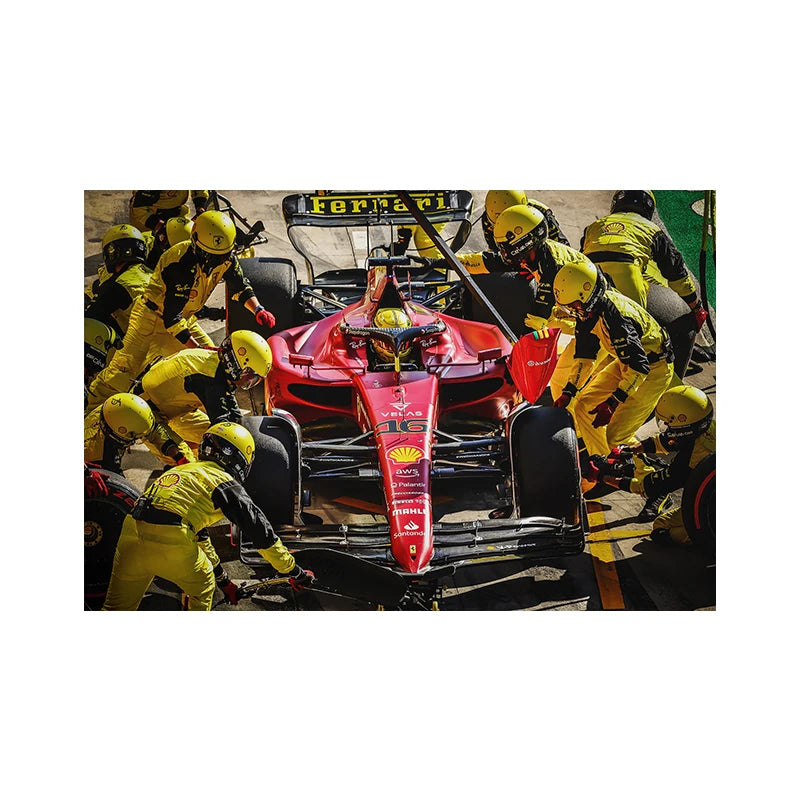 Formel Grand Prix Rennwagen Pit Stop Poster und Druck Charles Leclerc Racing Aquarell Leinwand Malerei Wand Kunst Zimmer Home Decor