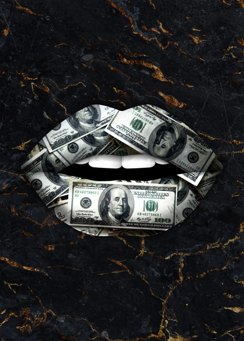 Money Lips Poster HunRed Dollar Bill Artistic Lips Wall Art | Home Decor | Decoration Poster