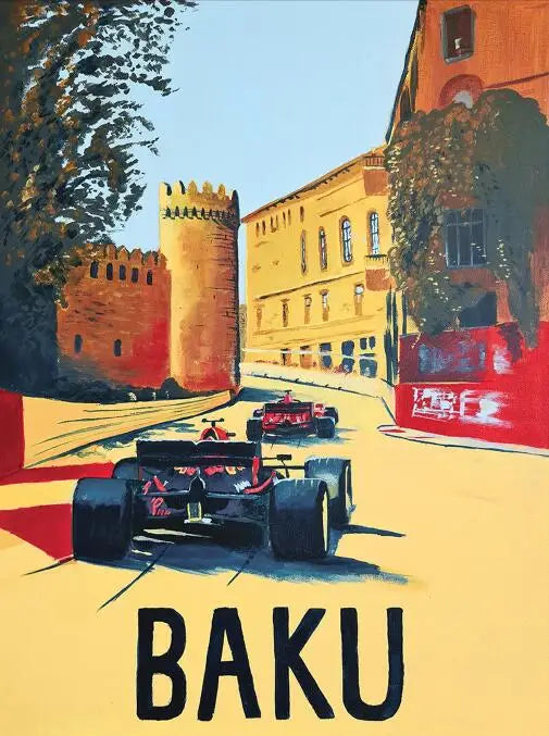 F1-Renn-Nervenkitzel | Großer Preis von Baku 2022 | Aufregendes Formel-1-Poster | Motorsport-Event-Dekor