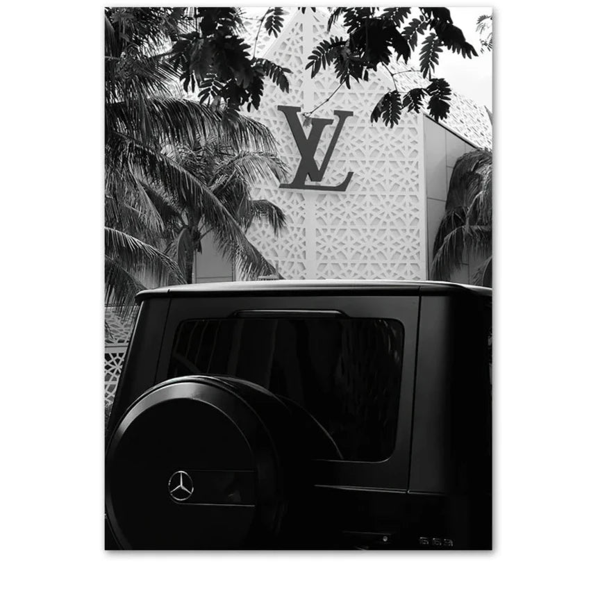 Louis Vuitton | Mercedes Benz G500 | G-Class | Luxury Fashion Illustration Poster | Designer Store Wall Decor | High-End Art Print