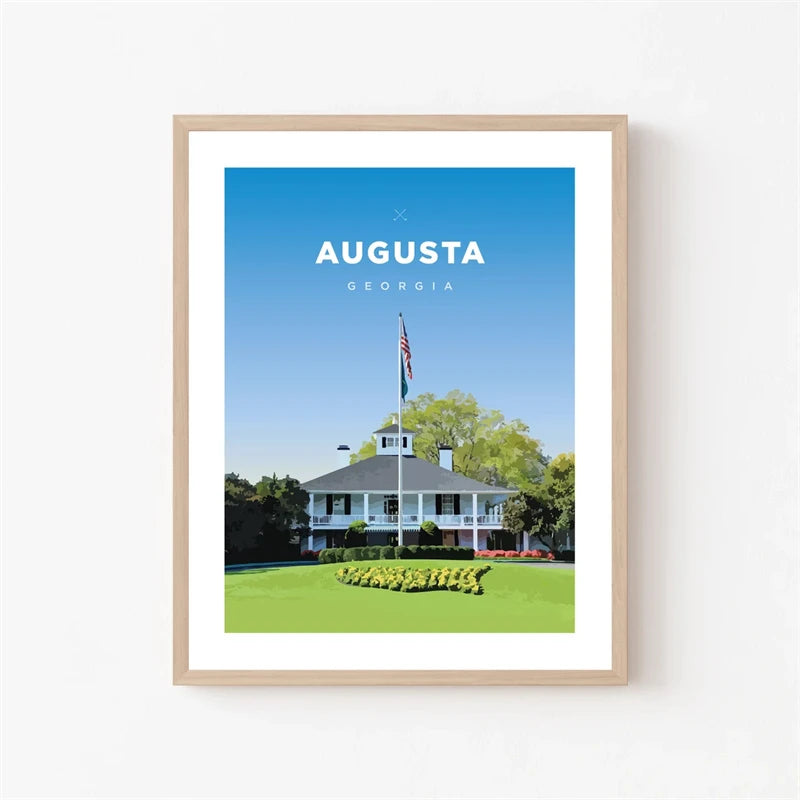 Augusta Clubhouse Poster | Georgia Golf Course Tribute | World's Greatest Courses Art Print