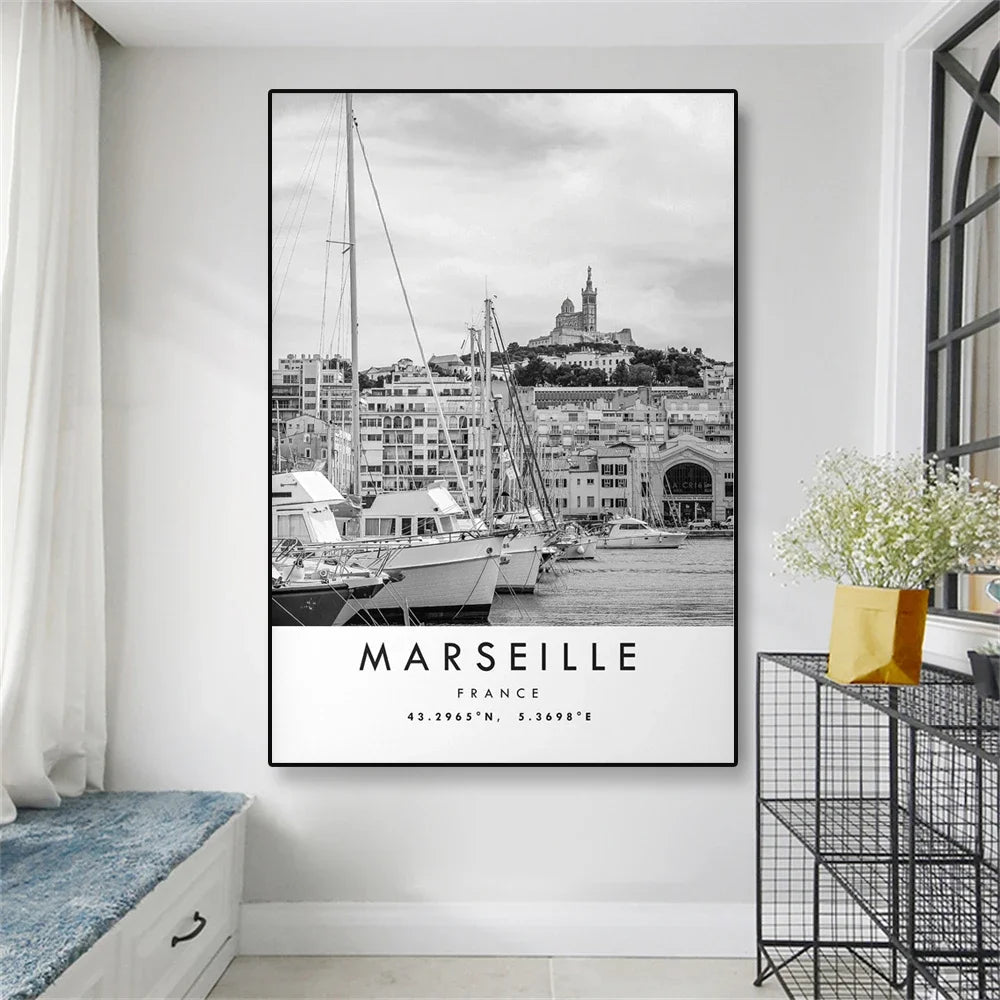 Old Port of Marseille Poster | France Historic Port Art Print | Wall Decor