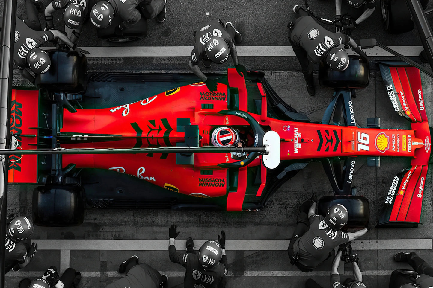 F1 Pitstop Art Poster | Sebastian Vettel Ferrari 2018 | Motorsport Wall Decor