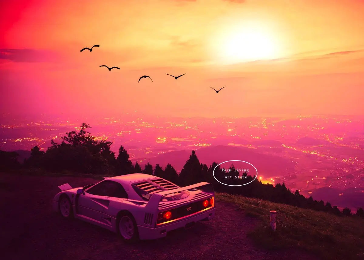 Rot Schwarz Luxus Auto Ferraris-F40 Poster und Drucke Leinwand Malerei Wand Kunst Bilder Moderne Wohnzimmer Büro Wohnkultur