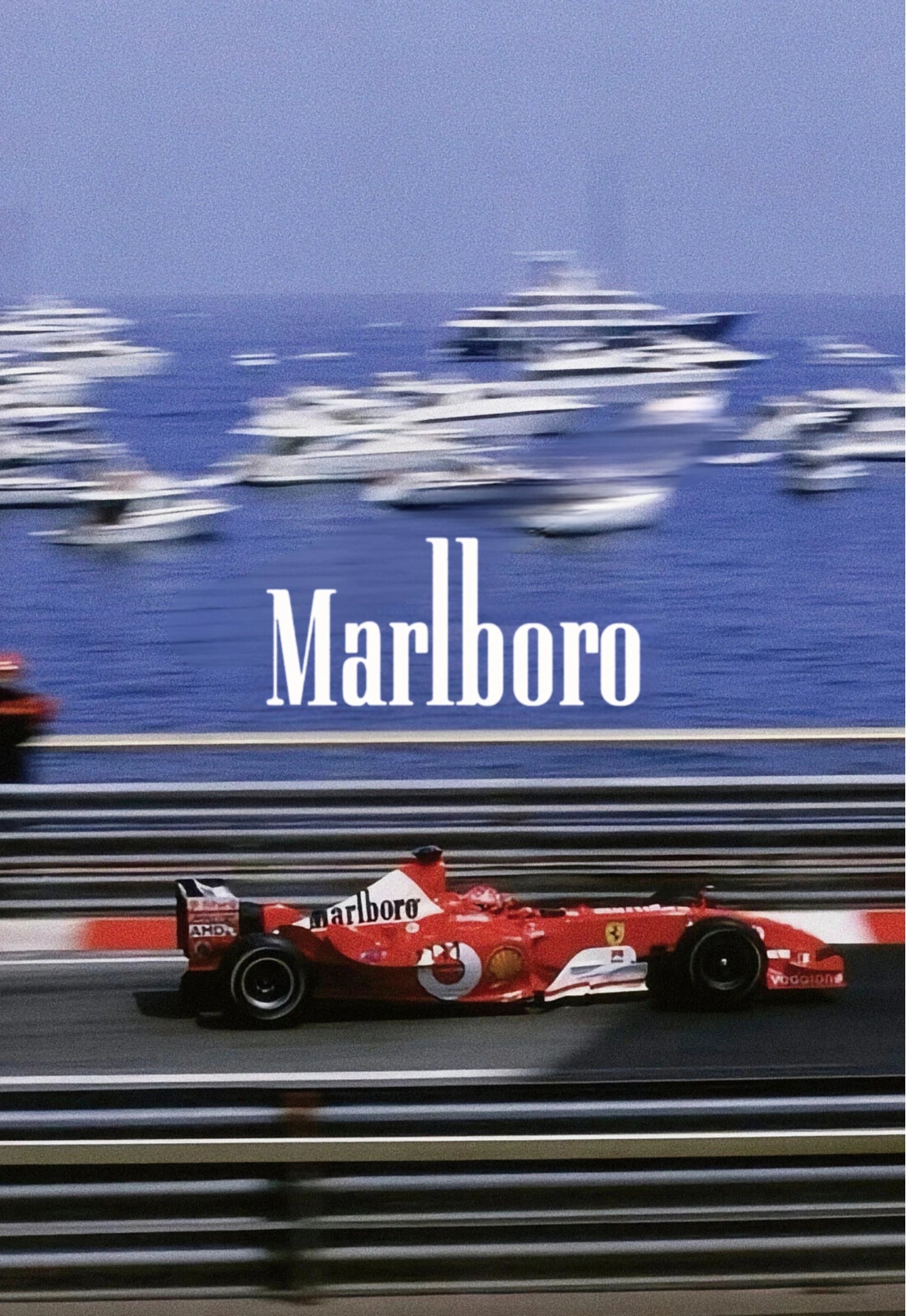 Poster | Klassisches Formel-1-Rennen | Großer Preis von Monaco | Ferrari F2000 | Michael Schumacher | Vodafone-Thema
