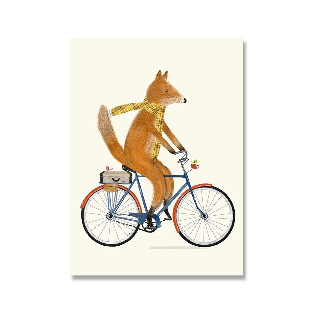 The Fox's Day Out | Whimsical Wheels | Magical Animated Adventure | Decorative Art Print Poster