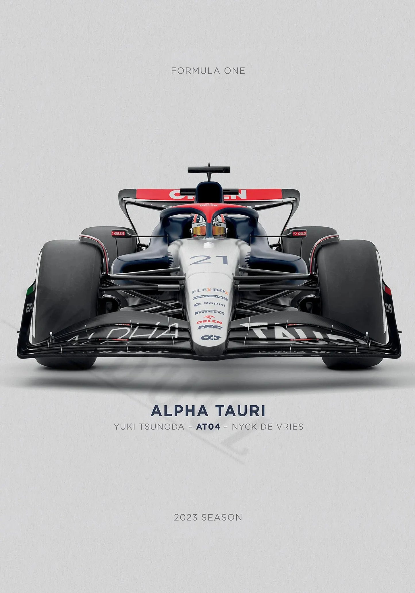 Alpha Tauri Formula 1 Racing Poster | Yuki Tsunoda & Nyck de Vries AT04 | F1 Speed & Precision | Motorsport Artwork Decor