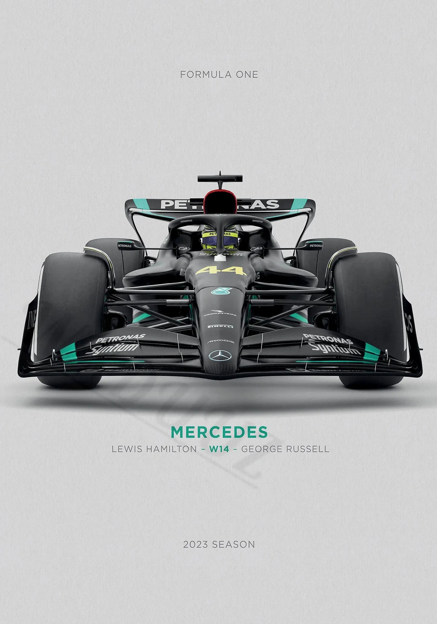 Mercedes Formula 1 W14 Poster | Lewis Hamilton & George Russell | Speed & Precision Racing Artwork | Home Decor