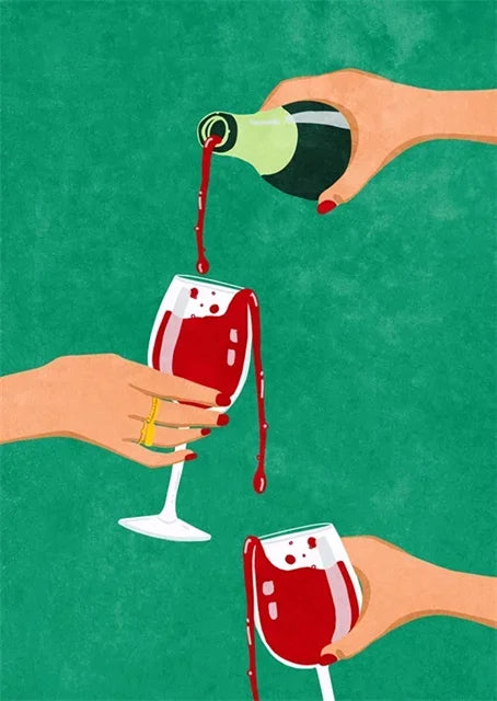 Vibrant Wine Pour Poster | Celebratory Art | Stylish Wall Decor | Home Decoration